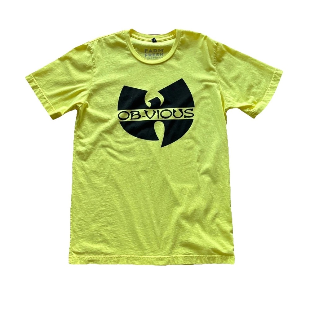 Farm Fresh Clothing Co Wu-Tang Obvious Graphic Tee Mens Medium Neon Yellow USA